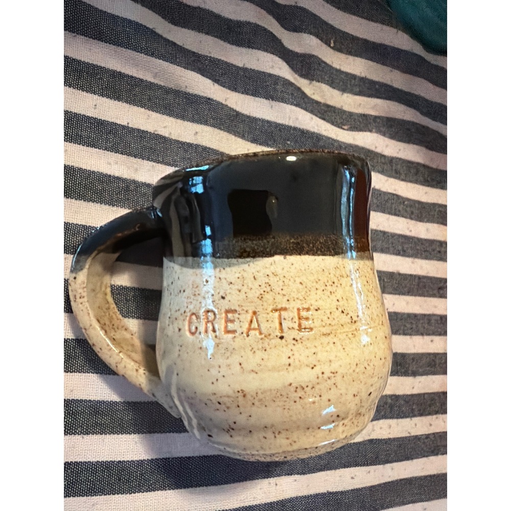 Dixon Studio Pottery Create Speckled Stoneware Mug Black Cream Two Tone Glaze